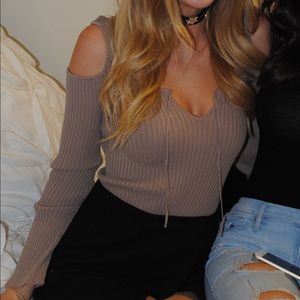 LA Hearts Nude Ribbed Bodysuit